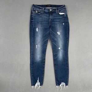 Lucky Brand Jeans Womens 10 Blue Lolita Super Skinny Distressed Denim Raw Hem